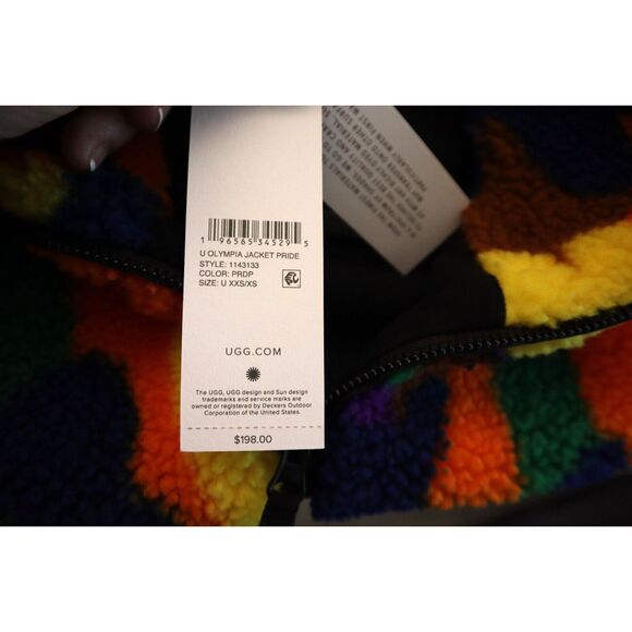 UGG 1143133 Unisex Sz XXS/XS Multicolor Olympia Pride Hooded Fuzzy Jacket - Picture 6 of 16